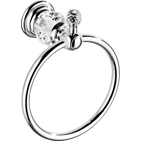 Anneau porte-serviette chromé en cristal argenté pour salle de bain (1/5)