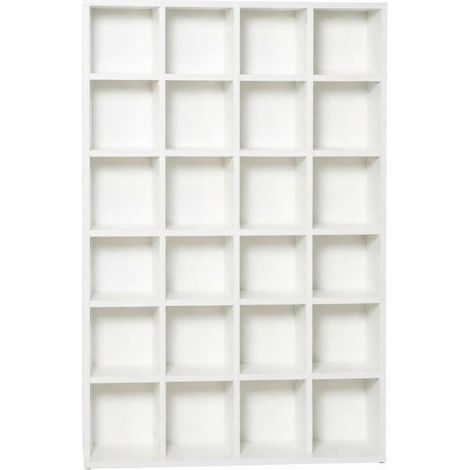 Rangement CD/DVD mural à 4 unités, étagère ouverte à cases réglables, meuble blanc en panneau de particules, 89 x 20 x 130,5 cm, 50 kg, pour salon et bureau - CHICFURN (1/5)