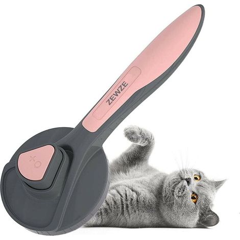 Brosse pour Chiens et Chats, Autonettoyante pour Poils pour Chiens de Petite, Conception Ergonomique-Rose (1/5)