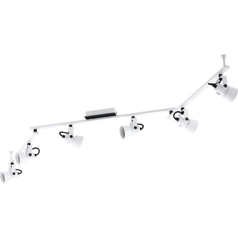 EGLO Deckenlampe Trillo, Deckenleuchte mit 6 schwenkbaren Spots, Deckenbeleuchtung für Büro und Wohnzimmer, Metall in Weiß und Schwarz, Deckenspot mit GU10 Fassung, L 158,5 cm (1/2)