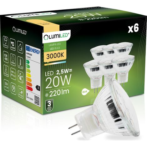 6x LED-Lampe GU4 Strahler MR11 2,5 W = 20 W 220 lm 3000 K Warmweiß 120° LUMILED