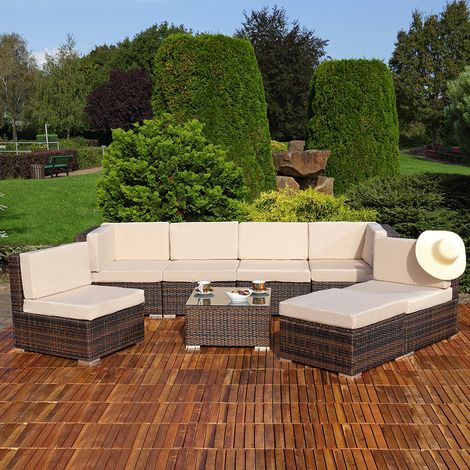Sitzgruppe Sitzgarnitur Lounge Gartenmöbel Gartenset Rattan Sitzgruppe braun XL (1/5)