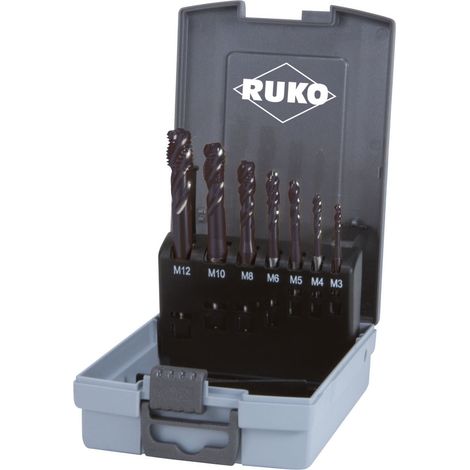 RUKO Maschinengewindebohrer-Satz HSSE-Co 5 TiAlN in Kunststoffkassette 7-teilig - 245069RO