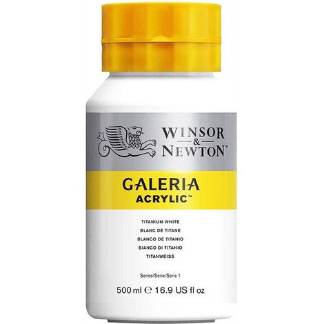 Peinture acrylique - WINSOR & NEWTON - Galeria - 500ml - Blanc de titane - Haute concentration de pigments (1/2)