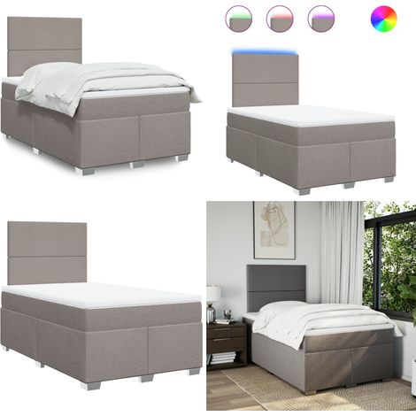 vidaXL Sommier à lattes de lit avec matelas Taupe 120x200 cm Tissu
