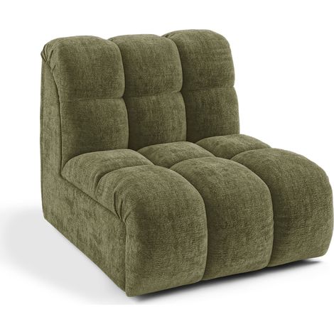 Fauteuil pivotant modulable en velours gaufré vert vintage SEVEN (1/5)