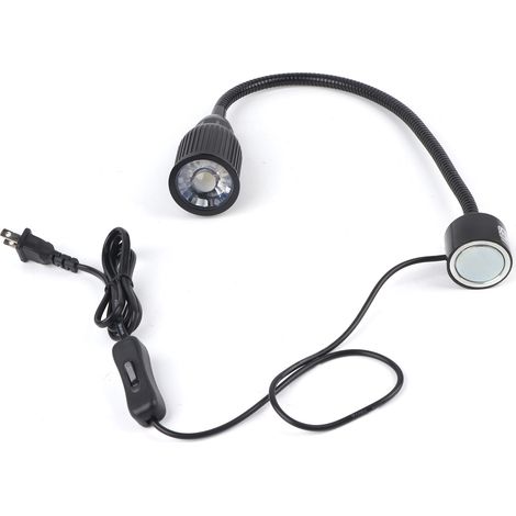 12W Lampe LED à bras flexible pour machine à coudre, aimant puissant, usage établi et tour, 110-220V universel