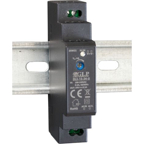 DL3-15-24-U: GLP: 24 V/0,5 A/12 W DIN-Schienen-Netzteil im Kunststoffgehäuse, Eingangsspannung = 90–264 V AC