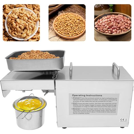 380 Mini-Ölpressmaschine, 800W, 220V, 0-250 ℃, LED-Display, einstellbare Temperatur, Ölpumprate 90% -95%, Mehrzweckmaschine aus Edelstahl (1/5)