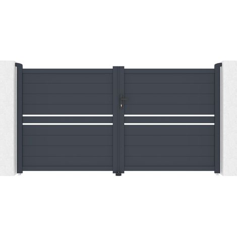 Casanoov – Portail aluminium battant 3m – Hauteur 160cm – Coloris gris anthracite – Conception pleine pour intimité – Résistant à la corrosion (1/5)