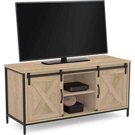 Porta TV 113 cm 2 porte scorrevoli QUEBEC design industriale (1/5)