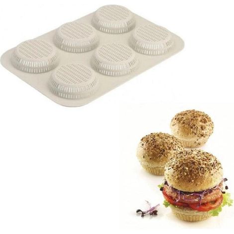 Silikomart Stampo 3D per 6 Biscotti a Forma di Panini Burger Bread (1/5)