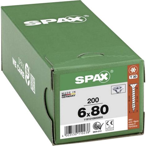 SPAX 1191010600805 Vite da legno 6 mm 80 mm T-STAR plus Acciaio WIROX 200 pz.