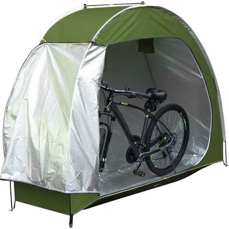Telo copribici - Tenda per bicicletta - Riparo per bicicletta - Riparo per bicicletta portatile e leggero - Tessuto Oxford 210D impermeabile (verde militare) (1/4)