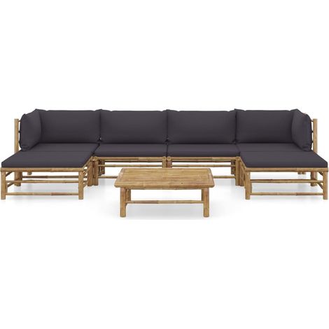 Maison Exclusive - Set Divani da Giardino 7 pz con Cuscini Grigio Scuro in Bambù