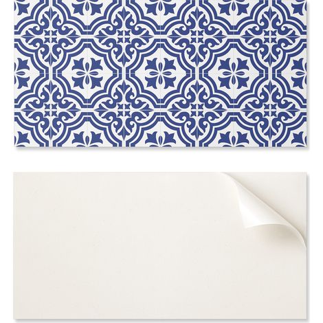 Panel decorativo autoadhesivo de vinilo de 100x50 cm con estampado vegetal en azulejos.
