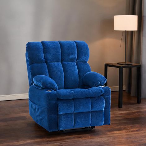 Fauteuil relax coloris bleu en flannelette 91 x 91 x 106,5 cm (1/5)