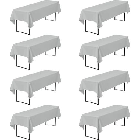 8er-Pack Biertischdecken 260x110 cm Hellgrau, Polyester, waschbar, für Bierzeltgarnitur