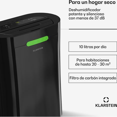 Klarstein Deshumidificador AeroDry 10 165W de potencia 10L/día 135m³/h para hasta 15m² Función DrySelect (1/4)