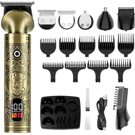 Men's Professional 6 Heads for Hair Cutting, Beard, Body Hair, Finishing Trimmer Nose Trimmer Electric LED Screen (1/5)