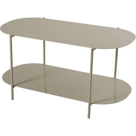 Table basse ovale double plateau 100x45x51 cm métal taupe - SEMA (1/5)