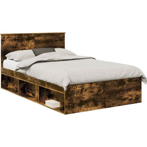 Struttura del letto Rovere fumé 120 x 190 cm Legno multistrato vidaXL
