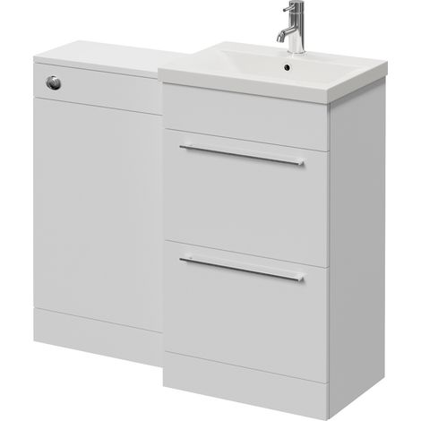 Napoli 390 Gloss White 1000mm 2 Drawer Vanity Unit Toilet Suite with Glide Basin - 1000mm - Chrome 320mm HandleWithout Kingston Toilet Pan