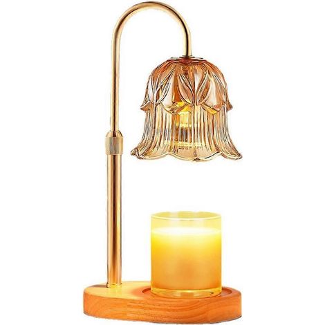 Lampe chauffante pour bougies avec minuterie réglable, diffuseur de cire en verre à intensité variable, socle rétro et prise européenne. (1/5)
