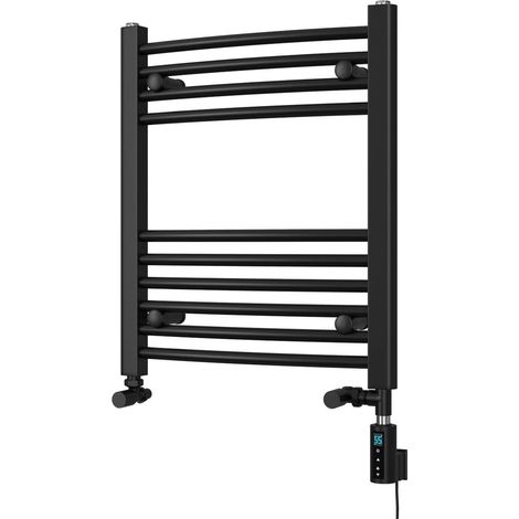 Zennor - Black Dual Fuel Towel Rail H600mm x W500mm Thermostatic WIFI - Curved (1/3)