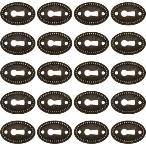Schlossbeschläge für antike Kommoden oder Kleiderschränke, ovale Schlossabdeckung 3,50 x 2,30 x 0,10 cm, Set mit 20 Stück. (1/5)