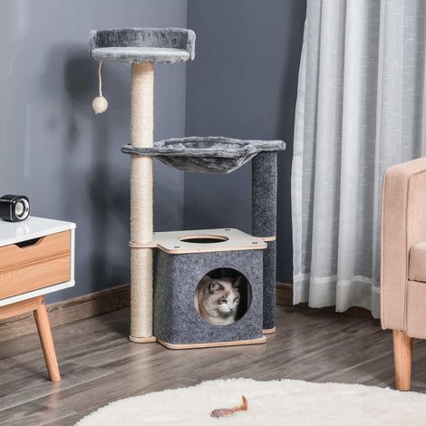 Bac à litière fermé avec couvercle et double entrée. Plateau amovible. Pelle et brosse incluses. Gris. (1/5)