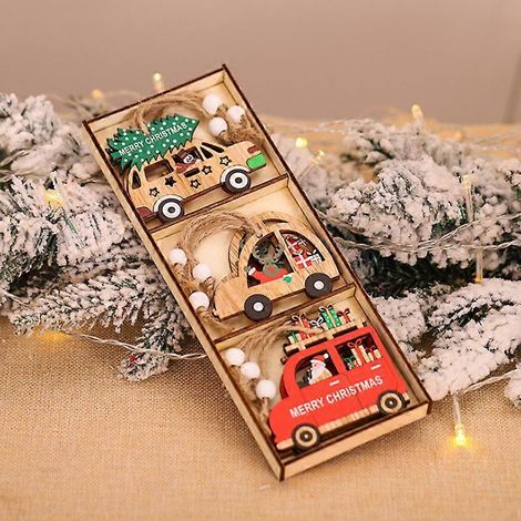 MIMIGO 9-teiliges Weihnachtsbaumschmuck-Set aus Holz: Weihnachtsmann, Schneemann, Geschenkanhänger und Deko-Anhänger (1/4)