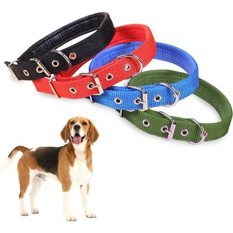 Trade Shop - Collare In Nylon C/ Imbottitura Per Cani Di Tg. Media Chiusura Fibbia Regolabile - (1/5)