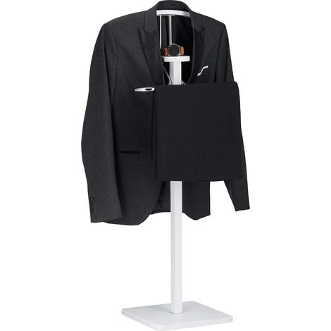 blanc chambre, chevalet, portant, valet de nuit, porte-vêtements, HxlxP 109,5 x 47 x 30 cm, MDF, acier (1/5)