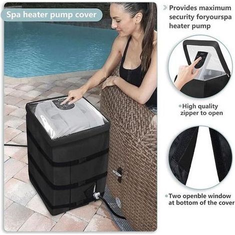 Housse de protection robuste pour pompe de spa gonflable, housse de protection pour pompe de chauffage avec fenêtre supérieure en PVC transparent
