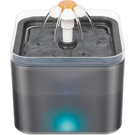 Grey Water Fountain for Cats and Dogs with LED, Ultra Quiet Automatic Water Dispenser 2L Capacity