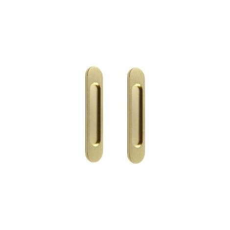2 x 15 cm goldene, selbstklebende ovale Aluminium-Schiebetürgriffe für Scheunentüren, Fenster und Schränke - Crezuo (1/4)
