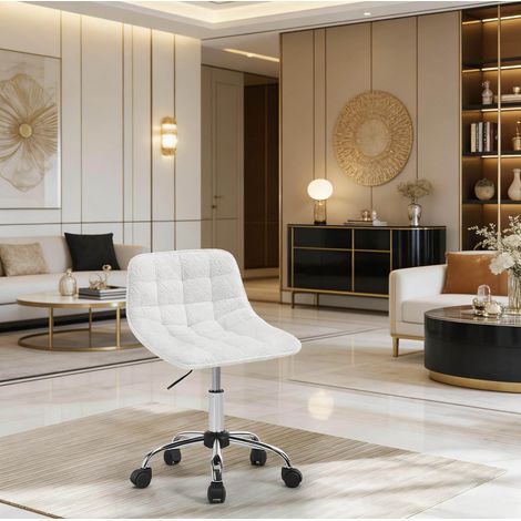 Silla escritorio giratoria regulable chenilla blanca OKMYHOME (1/5)