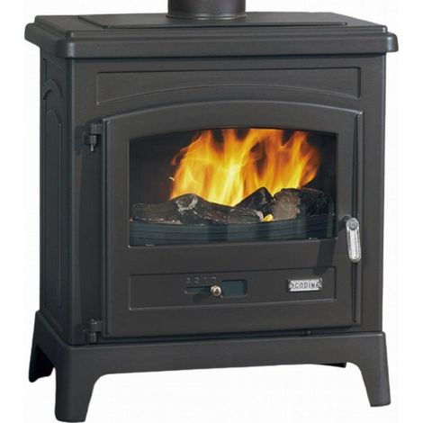 Godin – Poêle à bois 10 kW – Habillage fonte anthracite – Chargement avant – Raccordement arrière Ø 153 mm – 50 cm bûches – 389143
