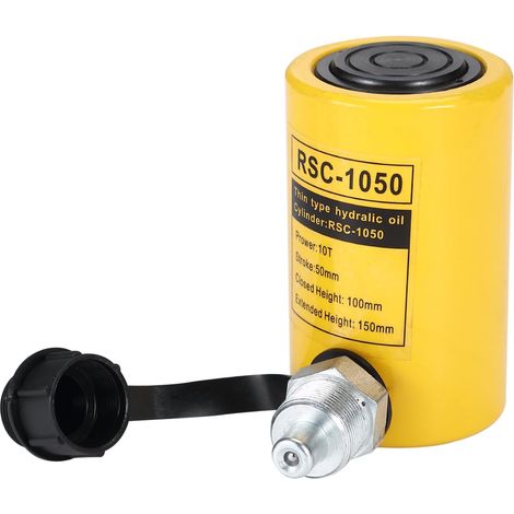 Cric hydraulique Robuste à Simple Effet – Capacité 10T – Course 2 Pouces – Retour Automatique, connecteur Rapide – Outil de Levage Portable pour ponts, Machines – Spécifications : 10T, 2in