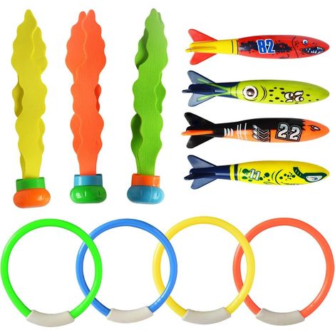 Jouets de plongée, 11 pièces, jouets de natation, extérieur, piscine sous-marine, été, avec bâton, torpille, entraînement à la plongée (1/4)