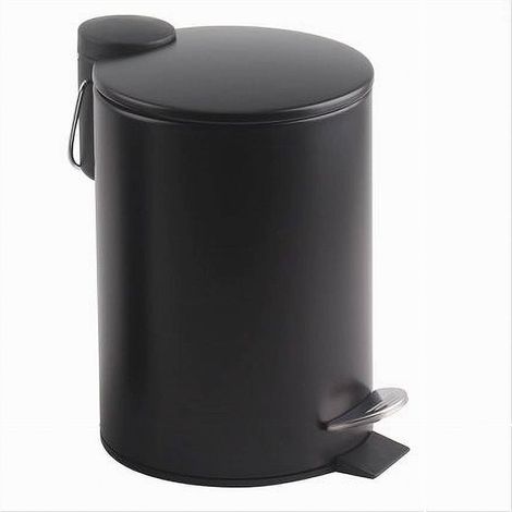 Cleafe - Pattumiera Acciaio A Pedale 5 Lt Bidone Cestino Spazzatura Bagno Casa Nero 87454 - (1/2)
