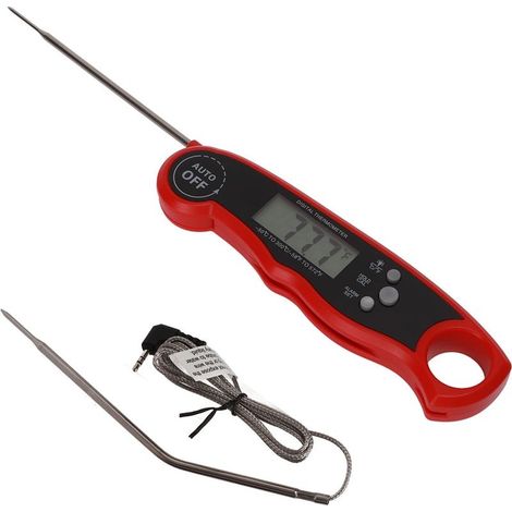 Thermomètre à viande numérique 2 sondes avec fonction d'alarme rétro-éclairage pour aliments liquides cuisson four grillade barbecue (1/5)