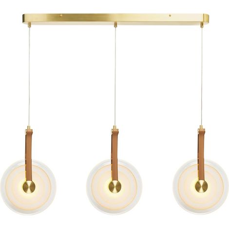 Visconte Aureo Gold Ceiling Pendant Bar Circular Handcrafted Glass LED 3 Light (1/5)
