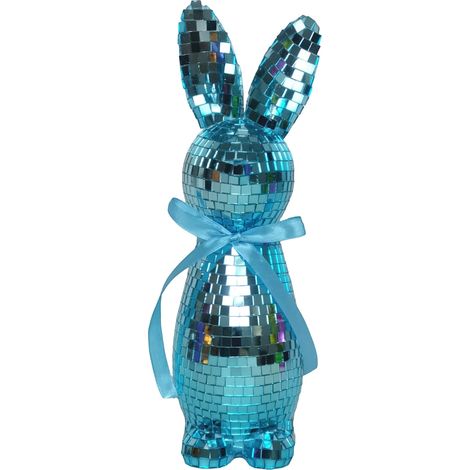 Figurine Lapin De Pâques - Finition Miroir Mosaïque - Décoration De Table Et Intérieure - Couleur Bleu Ciel - Unité (1/5)