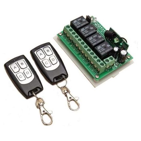Télécommande RF 4 Canaux 433MHz DC12V Interrupteur Relais pour Garage Portail (1/5)