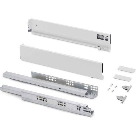 Cassetto esterno Vertex con regolazione 3D altezza 83mm, 40kg, profonditC 500mm, Acciaio, Verniciato bianco 3187912 EMUCA (1/5)