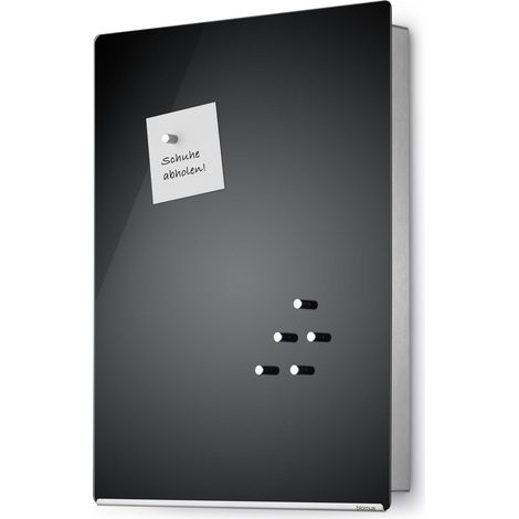 Armoire à clés / tableau magnétique en verre noir - 65367 (1/4)