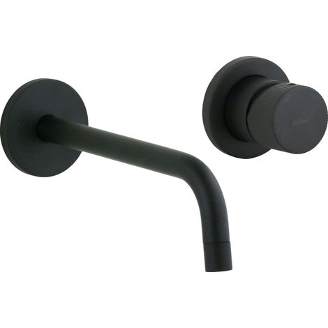 Mezclador de lavabo de pared negro mate con caño de 178 mm de largo y placas de Ø70 mm Paffoni Jo JO006NO70  Negro mate - 178 mm