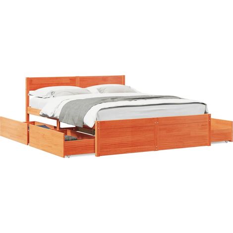 Maison Exclusive - Massivholzbett ohne Matratze Wachsbraun 160x20